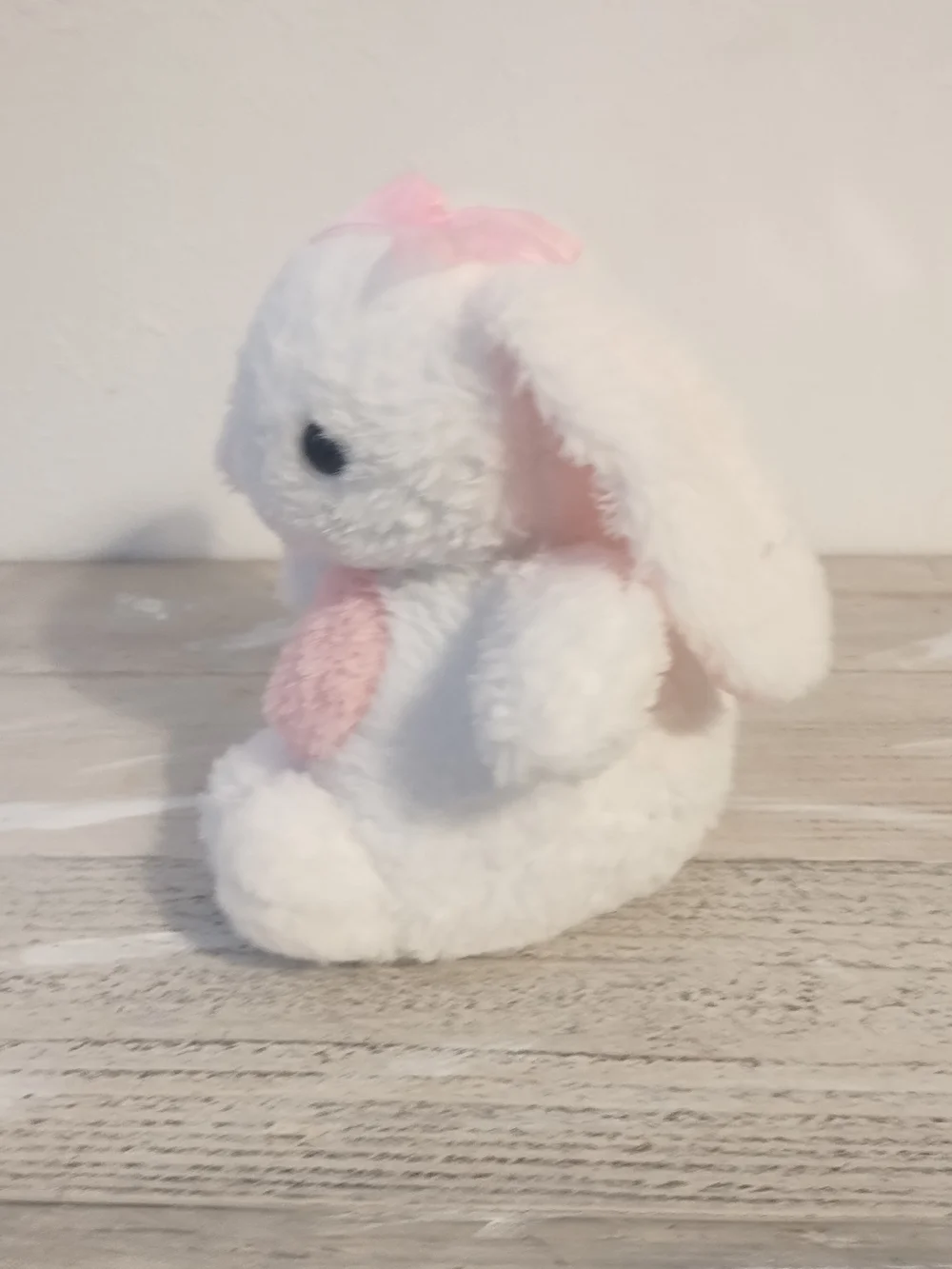 Cute White Bunny Rabbit Plush Stuffed Animal with Pink Bow